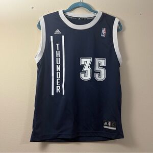 Kevin Durant Adidas Thunder Basketball Jersey - youth size large blue